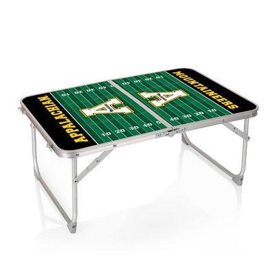 PICNIC TIME NCAA App State Mountaineers Concert Mini Portable Table, Small Folding Table, Mini Picnic Table, (Charcoal Wood Grain)