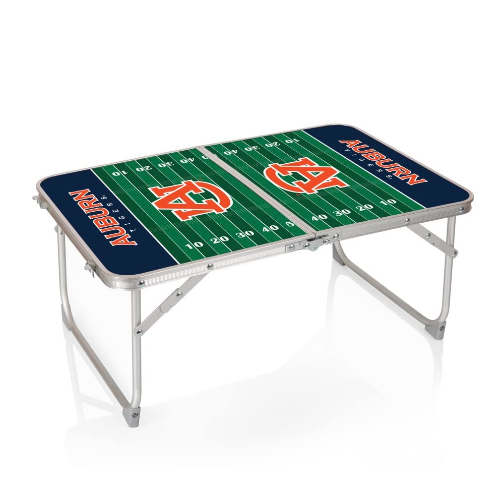 PICNIC TIME NCAA Auburn Tigers Concert Mini Portable Table, Small Folding Table, Mini Picnic Table, (Charcoal Wood Grain)