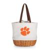 PICNIC TIME NCAA Clemson Tigers Coronado Canvas and Willow Basket Tote, Picnic Tote Bag, Beach Tote, (Beige Canvas) view 1