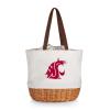 PICNIC TIME NCAA Washington State Cougars Coronado Canvas and Willow Basket Tote, Picnic Tote Bag, Beach Tote, (Beige Canvas) view 1