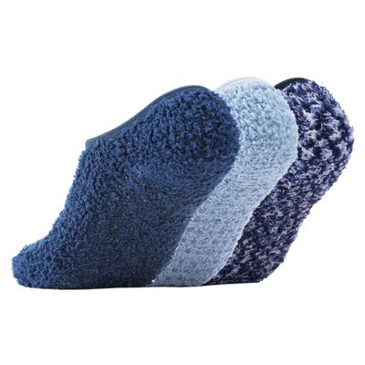 Bevigorio Slipper Socks for Women with Grippers Non Slip Fuzzy Socks with Grips Womens Grippy Grip Hospital Home Gifts 3pairs navybluemix
