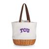 PICNIC TIME NCAA TCU Horned Frogs Coronado Canvas and Willow Basket Tote, Picnic Tote Bag, Beach Tote, (Beige Canvas) view 1