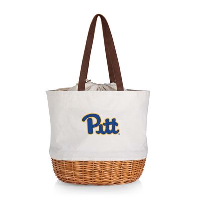 Picnic TIME NCAA Pittsburgh Panthers Coronado Canvas and Willow Basket Tote, Picnic Tote Bag, Beach Tote, (Beige Canvas)