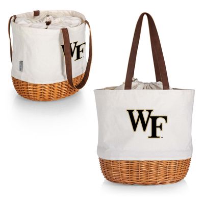 Picnic TIME NCAA Wake Forest Demon Deacons Coronado Canvas and Willow Basket Tote, Picnic Tote Bag, Beach Tote, (Beige Canvas)