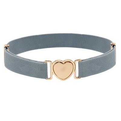 WEISHA Children Stretch Belts Girls Multicolor Punch-free Waistband Adjustable Elastic Waist Belts with Heart Shape Buckle for Uniform Dress(grey), Length: Approx. 60cm/23.6inches (AMX3Q07QJDUS)