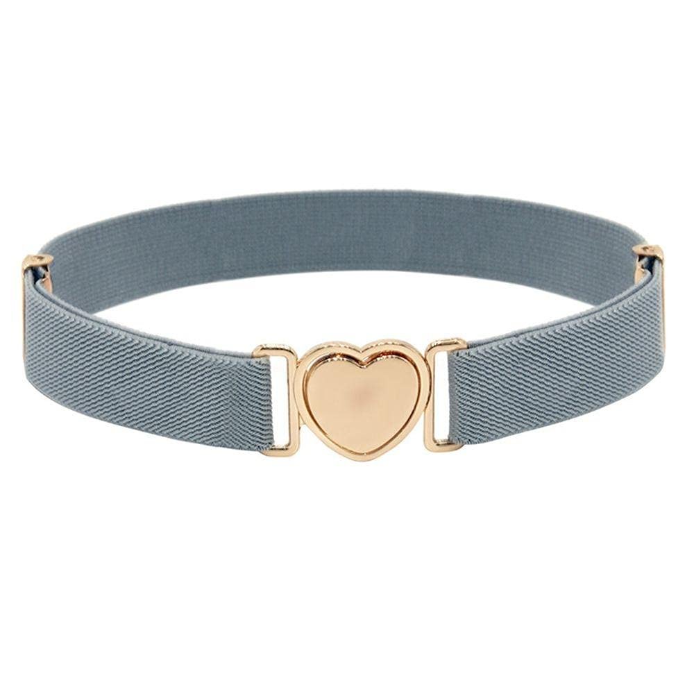 WEISHA Children Stretch Belts Girls Multicolor Punch-free Waistband Adjustable Elastic Waist Belts with Heart Shape Buckle for Uniform Dress(grey), Length: Approx. 60cm/23.6inches (AMX3Q07QJDUS)