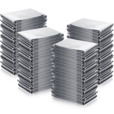 Macarrie 100 Pack 2 Size Emergency Thermal Blanket Survival - Emergency Blankets Silver Foil for Outdoors Camping Hiking First Aid Adult, 82 x 63, 82 x 51 (100 Pieces)