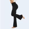 YOLIX Flare Leggings for Women with Pockets - Crossover High Waisted Black Flared Leggings for Yoga Gym Workout view 2