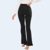 YOLIX Flare Leggings for Women with Pockets - Crossover High Waisted Black Flared Leggings for Yoga Gym Workout view 3