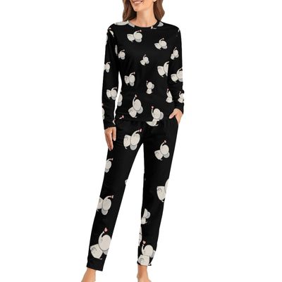 Kawaii Cute Elephant Women Pajamas Sets Long Sleeve Sleepwear Soft Nightwear 2 Piece Pjs Loungewear 6XL