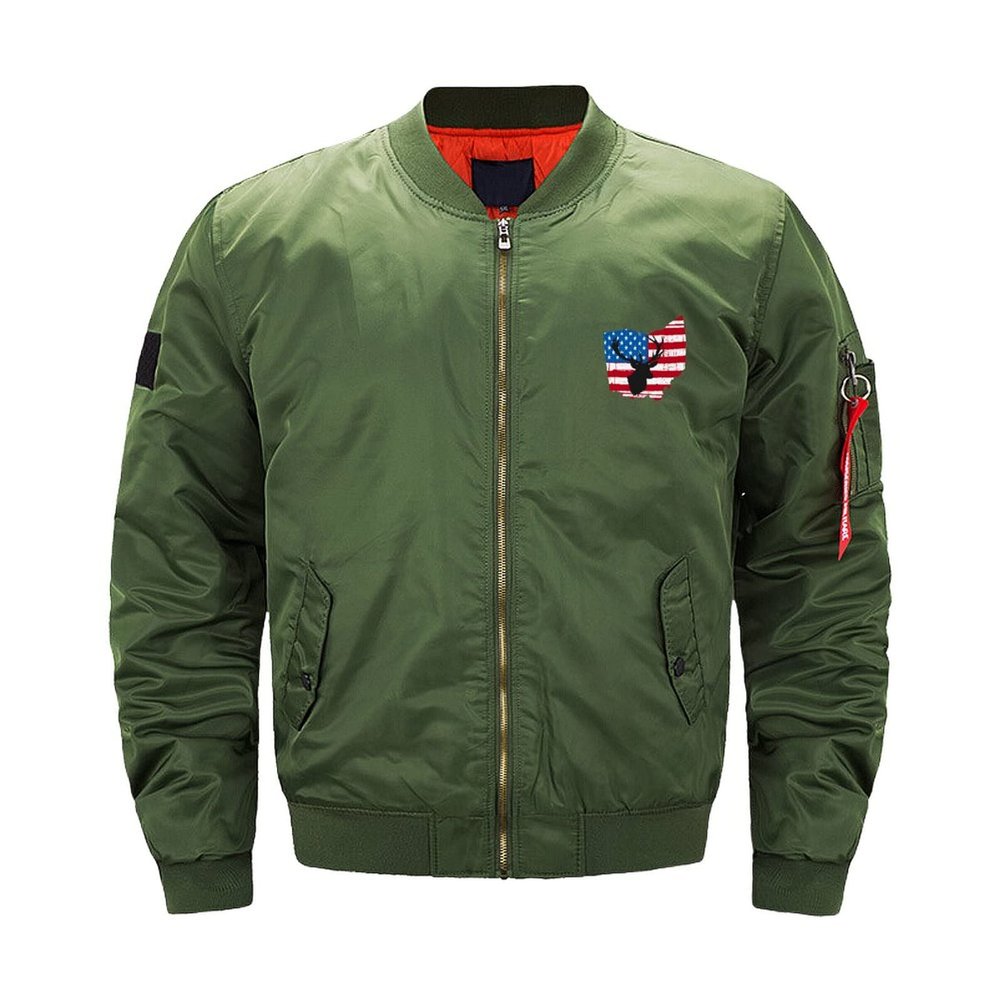 American Flag Ohio Deer Hunting Men's Bomber Jacket Thicken Windbreakers Softshell Jacket Outdoor Coat L