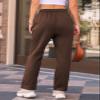 AUTOMET Women's Wide Leg Sweatpants Fleece Lined Baggy Straight Leg Lounge Pants Fall Outfits Athletic Joggers with Pockets Brown XL view 4