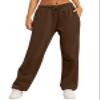 AUTOMET Women's Wide Leg Sweatpants Fleece Lined Baggy Straight Leg Lounge Pants Fall Outfits Athletic Joggers with Pockets Brown S view 1