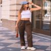 AUTOMET Women's Wide Leg Sweatpants Fleece Lined Baggy Straight Leg Lounge Pants Fall Outfits Athletic Joggers with Pockets Brown S view 2
