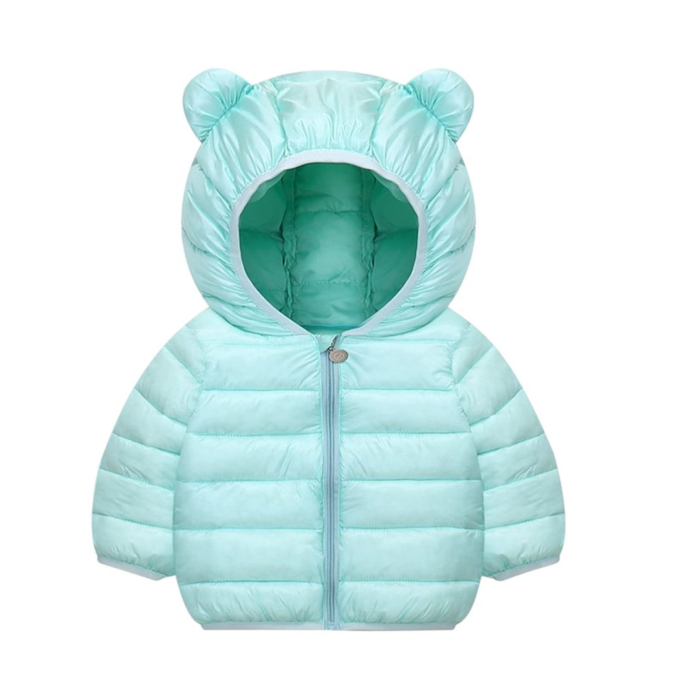 Toddler Kids Baby Boys Girls Winter Warm Jacket Solid Coats Outerwear Bear Ears Hooded Padded Boys (Sky Blue, 2-3 Years)