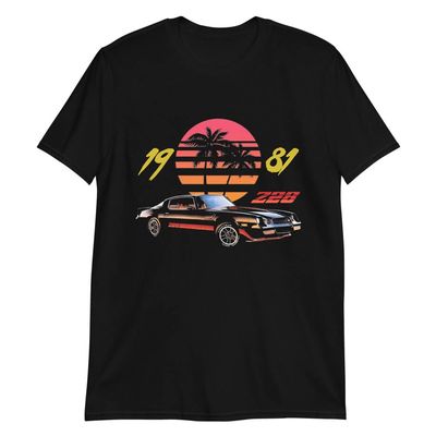 1981 Camaro Z28 80s Retro Sunset Palm Trees Short-Sleeve Unisex T-Shirt