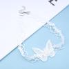 Allereyae Vintage Hollow Lace Necklace White Wide Lace Choker Necklace White Lace Butterfly Necklace Plain Lace Clavicle Necklace for Women view 3