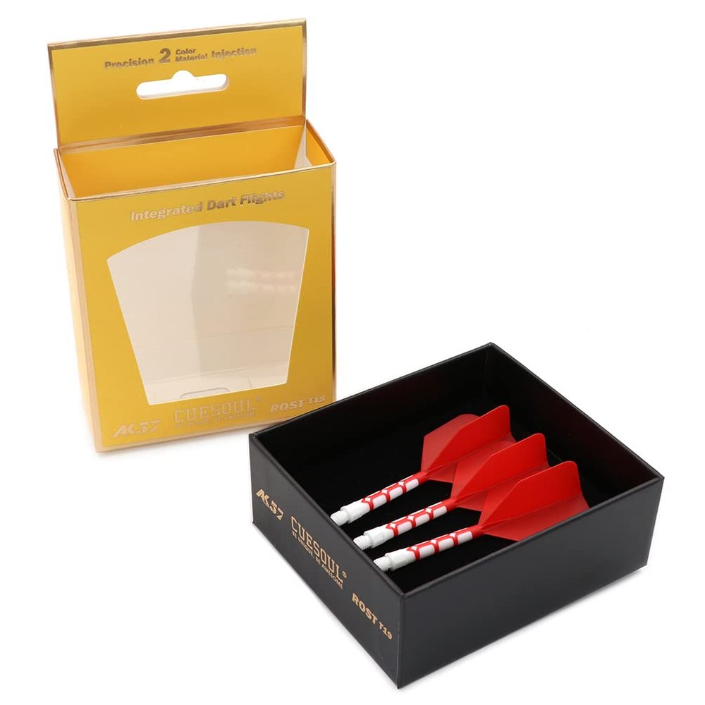 CUESOUL ROST T19 Integrated Dart Shaft and Flights 33mm Red Big Wing Shape-Say Goodbye to Falling Dart Flight