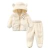 Newborn Infant Baby Boy Girl Fleece Jacket Winter Clothes Hooded Coat Tops with Bear Ears Boys (Beige, 18-24 Months) view 1