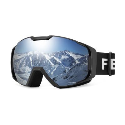 FEISEDY Ski Goggles, OTG Snow Sport Goggles for Adult Youth, Anti-Fog UV400 Protection Bendable Dual-Lenses B2961