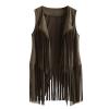 New Tassels Fringe Sleeveless Coat Womens Fall Fashion 2025 Outwear Tops Solid Vest Cardigan Sexy Waistcoat Jacket Green view 1