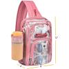 Busiuw Clear Backpack Stadium Approved Sling Bag with Adjustable Reinforced Straps, 3 in 1 Crossbody Bag for Festivals and Games (Pink) view 4