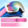 FEISEDY Ski Goggles, OTG Snow Sport Goggles for Adult Youth, Anti-Fog UV400 Protection Bendable Dual-Lenses B2961 view 3