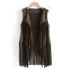 New Tassels Fringe Sleeveless Coat Womens Fall Fashion 2025 Outwear Tops Solid Vest Cardigan Sexy Waistcoat Jacket Green view 3