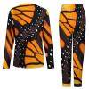 Orange Monarch Butterfly Wings Women Pajamas Sets Long Sleeve Sleepwear Soft Nightwear 2 Piece Pjs Loungewear 5XL view 4