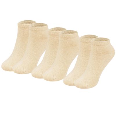 MAGIARTE Womens Ankle Socks Soft Pure Cotton Athletic Casual Single Color Low Cut Socks for Women 3-Pack (#L-Beige)