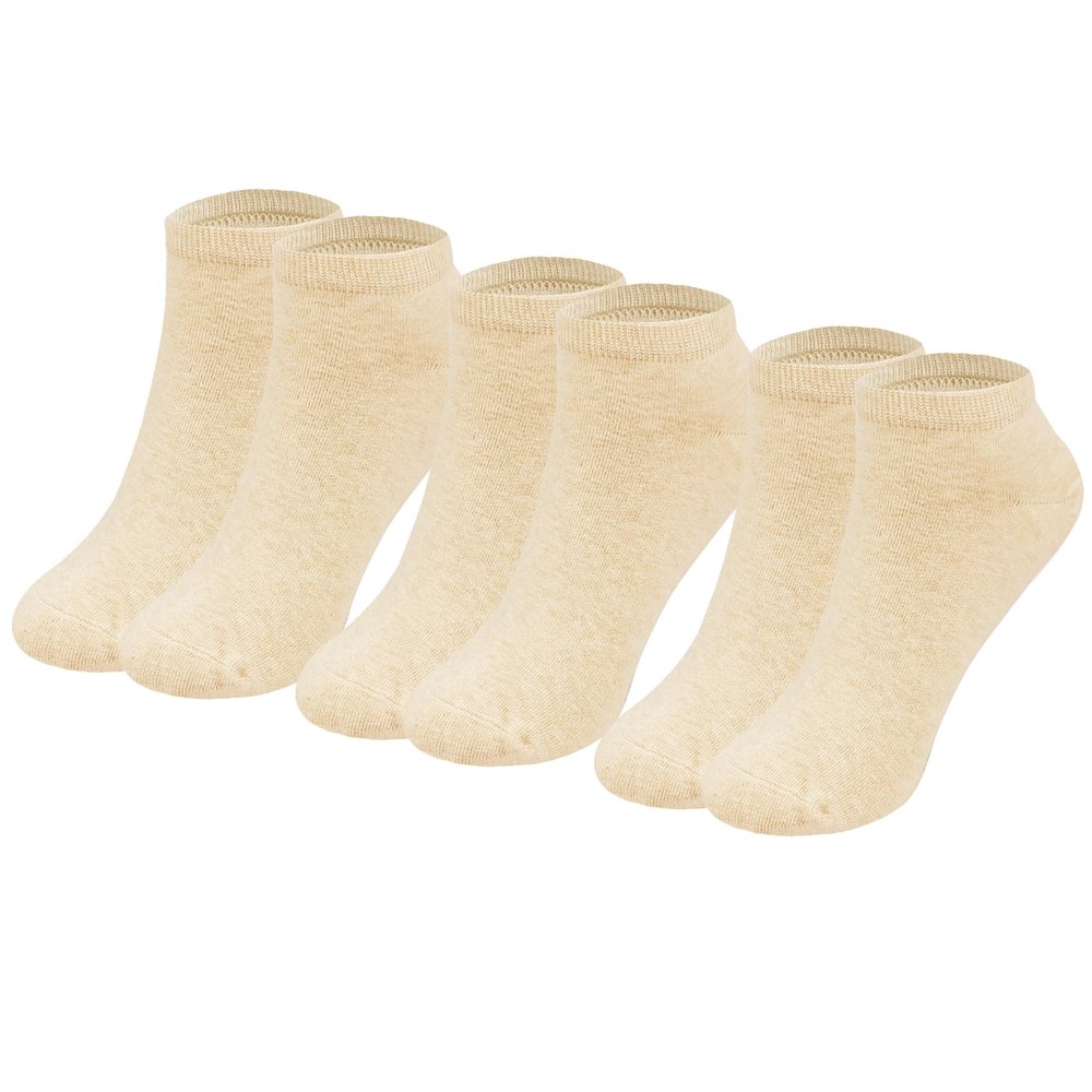 MAGIARTE Womens Ankle Socks Soft Pure Cotton Athletic Casual Single Color Low Cut Socks for Women 3-Pack (#L-Beige)