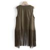 New Tassels Fringe Sleeveless Coat Womens Fall Fashion 2025 Outwear Tops Solid Vest Cardigan Sexy Waistcoat Jacket Green view 4
