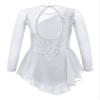 FEESHOW Girls Ballet Figure Ice Skating Ballerina Costume Kids Sequins Long Sleeves Dress for Gym Competition White 6 Years view 2