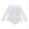 FEESHOW Girls Ballet Figure Ice Skating Ballerina Costume Kids Sequins Long Sleeves Dress for Gym Competition White 6 Years view 4