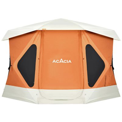 ACACIA Space Camping Tent XL, 4-6 Person Large Tent with 6'10'' Height, 2 Doors, 8 Windows, Waterproof Easy Setup Hub with Rainfly, Footprint Pop Up for Camping, Car, Glamping, Persimmon