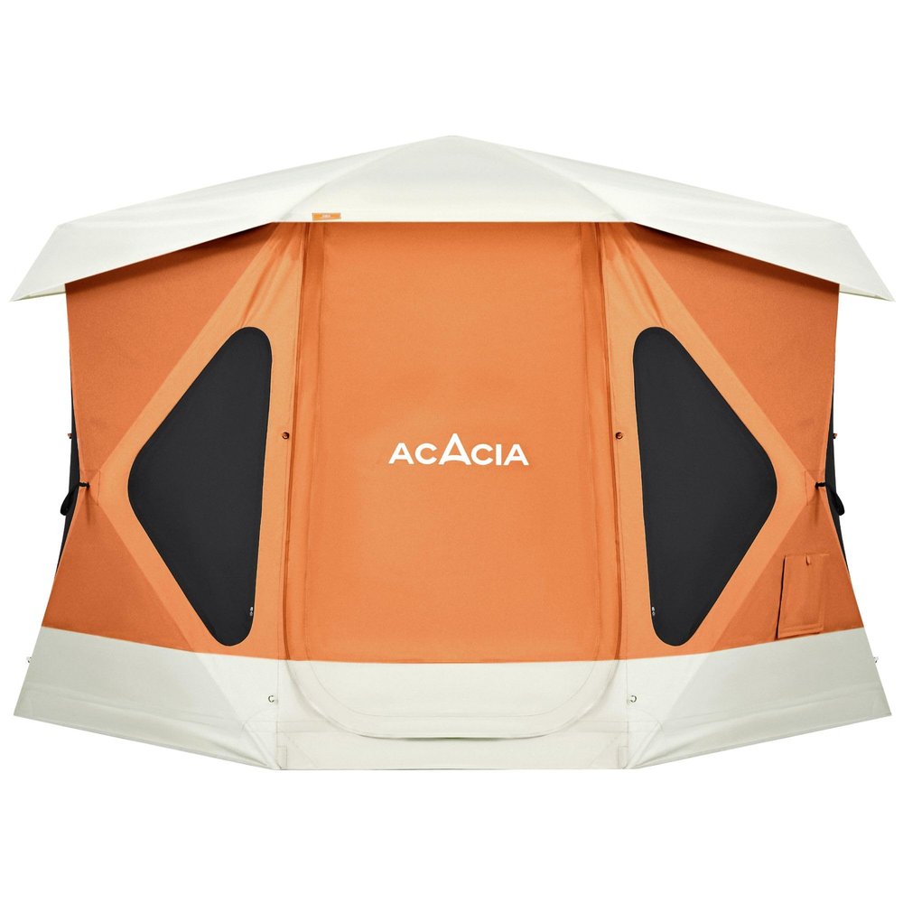ACACIA Space Camping Tent XL, 4-6 Person Large Tent with 6'10'' Height, 2 Doors, 8 Windows, Waterproof Easy Setup Hub with Rainfly, Footprint Pop Up for Camping, Car, Glamping, Persimmon