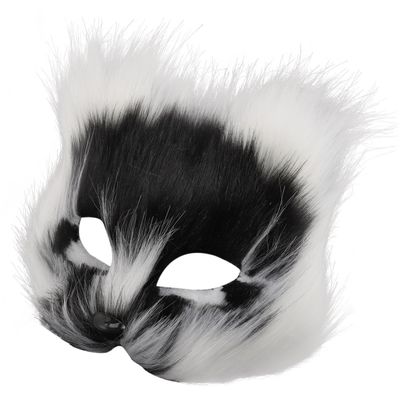 Amosfun Fox Face Half Mask with Realistic Fur 7.48X7.48X3.54 Inches for Halloween Masquerade Cosplay Party Accessory Animal Therian Mask