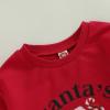 MoZiKQin Toddler Baby Christmas Outfit Girl Boy Crewneck Sweatshirt Letter Print Long Sleeve Sweater Shirt Fall Clothes (Santa's My Homie-Red,12-18 Months) view 3