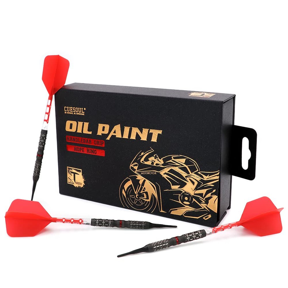 CUESOUL Handlebar Grip 20g Soft Tip 90% Tungsten Dart Set with Oil Paint Finished and Unifying ROST T19 Flight