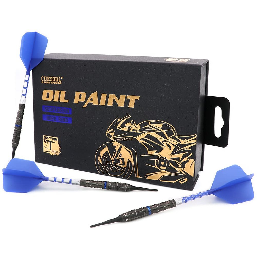 CUESOUL Suspension 22g Soft Tip 90% Tungsten Dart Set with Oil Paint Finished and Unifying ROST T19 Flight