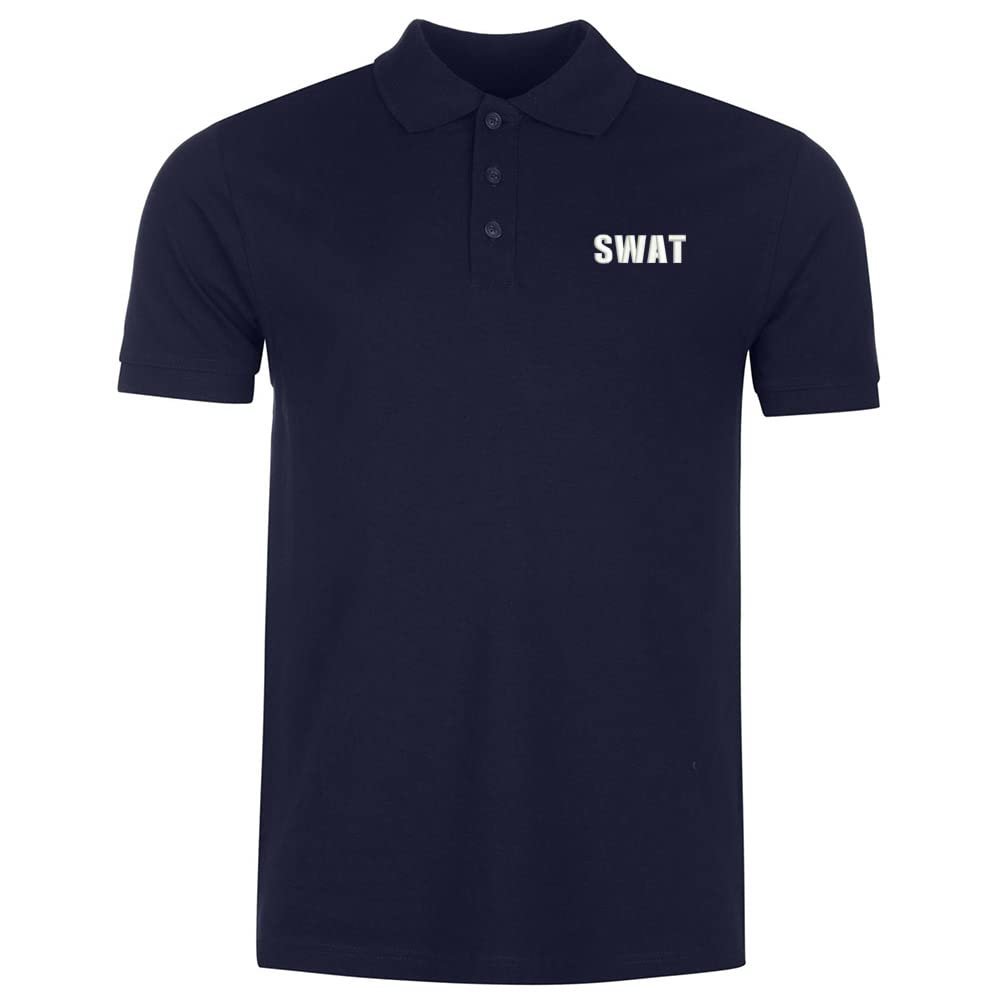L8502-LXYB Polo Shirts for Men SWAT Law Embroidered Short Sleeve Mens Polo Shirts (Navy,XL,X-Large)