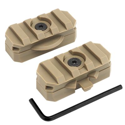 2Pcs Rotation 360 Degrees Helmet Side Rail Mount Adapter Adjustable ARC Guide for 19mm Picany Slot Tactical Fast Helmet Accessories (Tan)