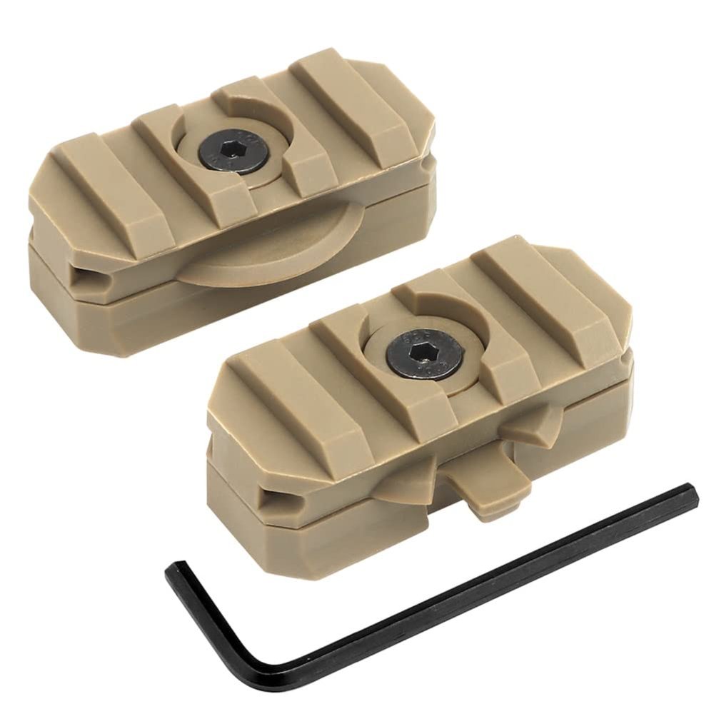 2Pcs Rotation 360 Degrees Helmet Side Rail Mount Adapter Adjustable ARC Guide for 19mm Picany Slot Tactical Fast Helmet Accessories (Tan)