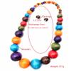 Colorful African Wooden Beaded Choker Neckalce Drop Dangle Earrings Set Chunky Strands Beads Large Bib Collar for Women 60's 70s Wedding Bohemain Jewelry-Colorful view 2
