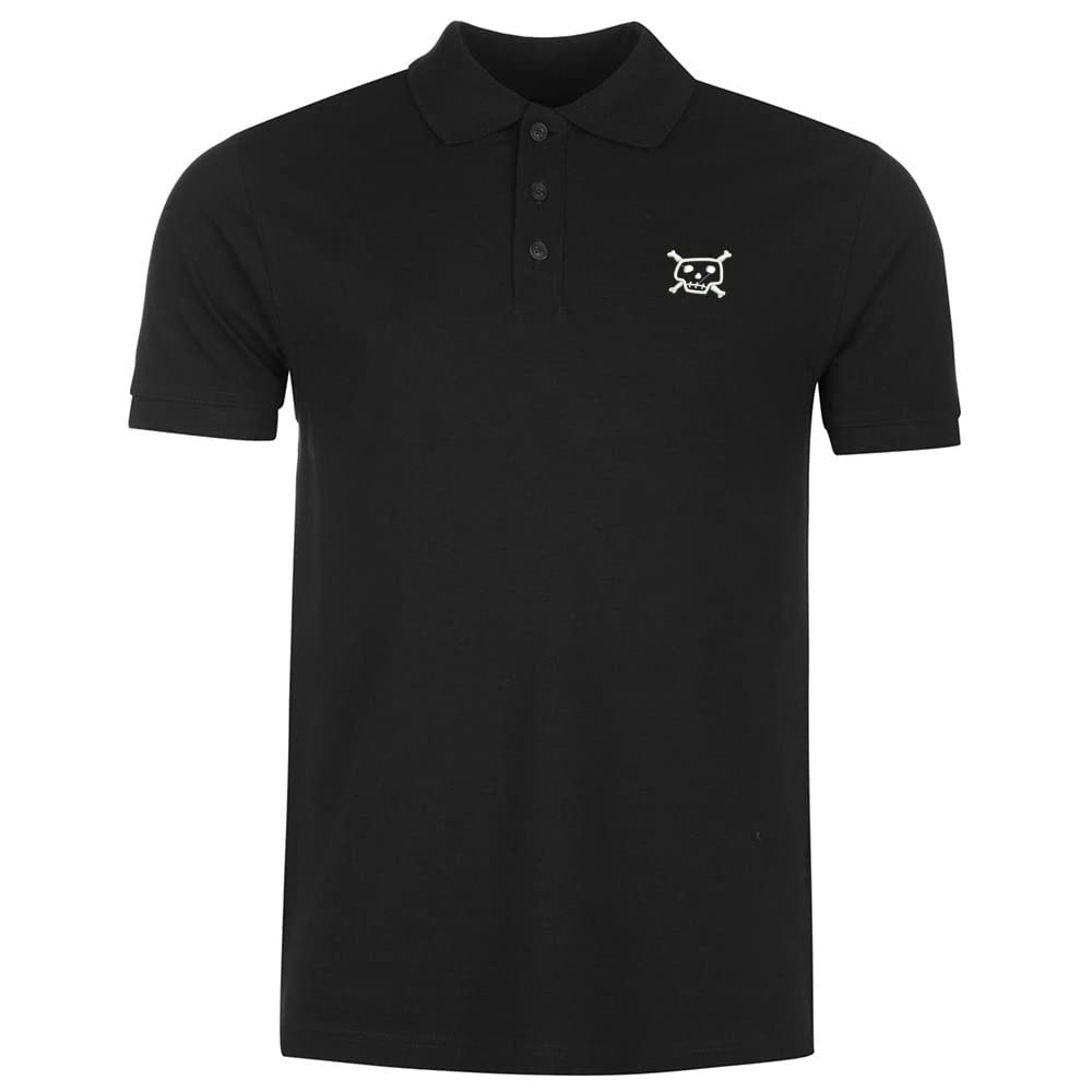 L8502-LXYB Polo Shirts for Men Skull and Bones Evil Embroidered Short Sleeve Mens Polo Shirts (Black,Small,Small)