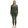 PISIQI Thermal Underwear Women Ultra-Soft Long Johns Set Fleece Lined Base Layer Skiing Winter Warm Top & Bottom Pajama Set Green view 1