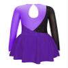 Aislor Girls Sparkly Rhinestone Figure Ice Skating Dress Cutout Back Roller Skating Gymnastics Leotard Dance wear Purple 6 Years view 4