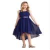 YiZYiF Girls High Low Dress Sequined Junior Bridesmaid Dresses for Wedding Pleated Prom Party Dress Dance Gown Navy Blue 4 Years view 1