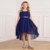 YiZYiF Girls High Low Dress Sequined Junior Bridesmaid Dresses for Wedding Pleated Prom Party Dress Dance Gown Navy Blue 4 Years view 2