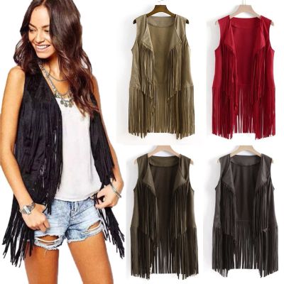 New Tassels Fringe Sleeveless Coat Womens Fall Fashion 2025 Outwear Tops Solid Vest Cardigan Sexy Waistcoat Jacket Black